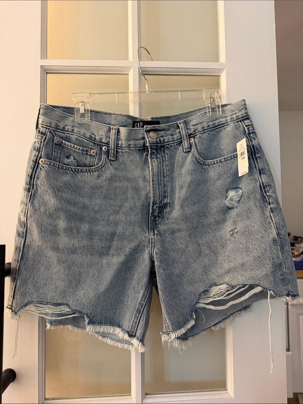 GAP Women's Light Wash Distressed Denim Cutoff Shorts